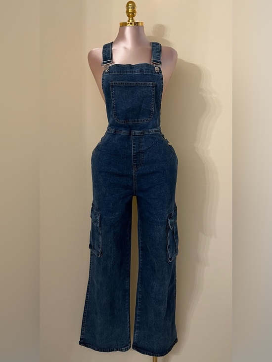 Denim - Dark Blue Denim Overalls - Women's Jeans